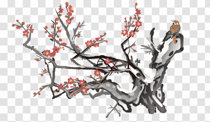 China Chinese Cuisine Painting - Woody Plant - Ink Plum Transparent PNG