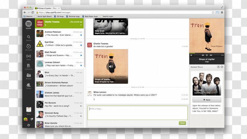 Web Page Online Chat Text Spotify Message - Software - Deezer Transparent PNG