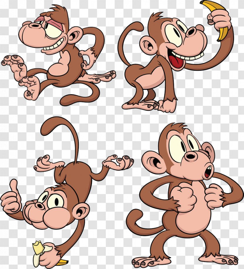 Monkey Cartoon Clip Art - Product - 4 Monkeys Transparent PNG