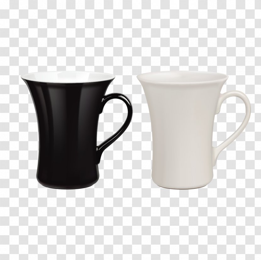 Coffee Cup Latte Mug - Black And White Couple Mugs Transparent PNG