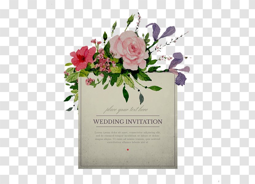 Wedding Invitation Watercolour Flowers - Plant - Watercolor Transparent PNG