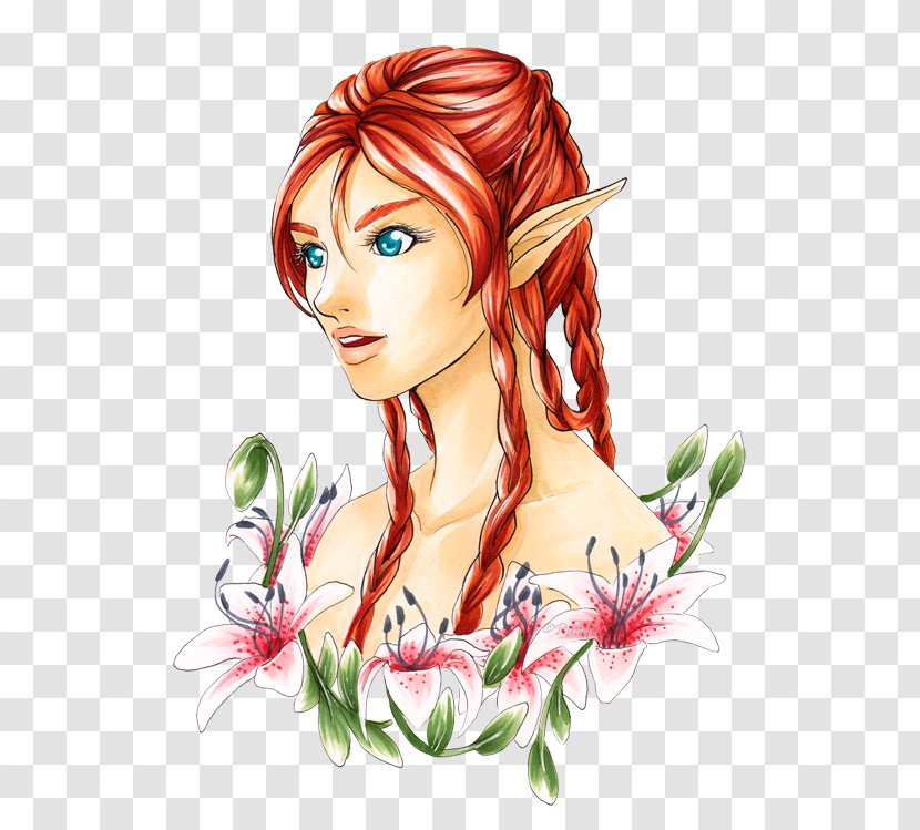 DeviantArt Red Hair Coloring - Flower - Cornrows Transparent PNG