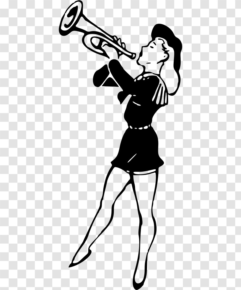 Woman Trumpet Silhouette Drawing Clip Art - Watercolor Transparent PNG