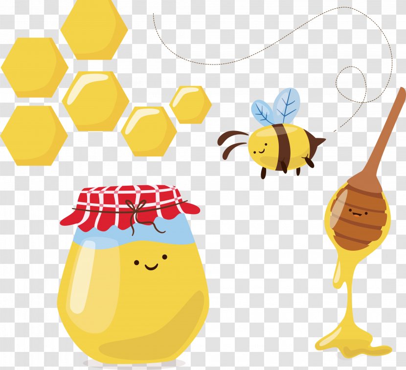 Bee Honeycomb Euclidean Vector - Beak - Creative Honey Design Transparent PNG