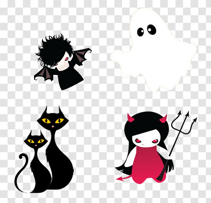 Cat Halloween Devil Ghost - Imp - Little Transparent PNG