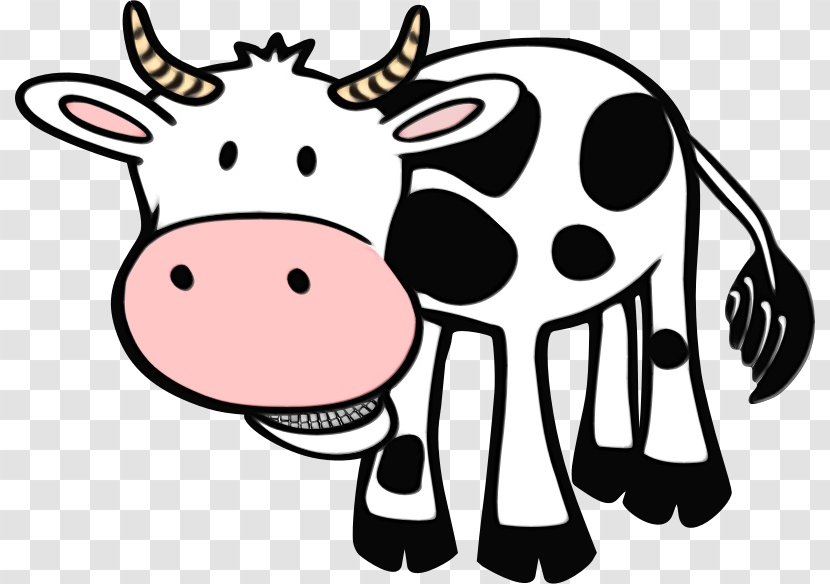 Cartoon Clip Art Bovine Dairy Cow Snout - Line Livestock Transparent PNG