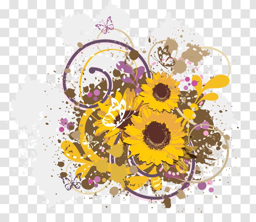 Euclidean Vector Flower Four-vector Clip Art - Yellow - Creative Sunflower Shading Transparent PNG