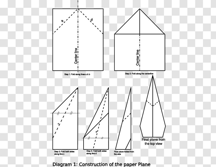 Paper Plane Airplane Craft Origami - Step Diagram Transparent PNG