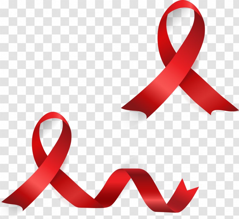 Vector Hand Painted Red Ribbon - Cancer - Stock Photography Transparent PNG
