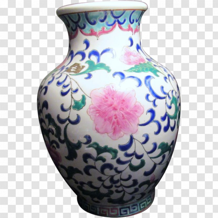 Ceramic Vase Porcelain Pottery Cobalt Blue - Hand Painted Thailand Transparent PNG
