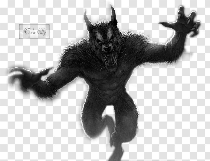 Werewolf Gorilla Demon White Tail - Black And Transparent PNG