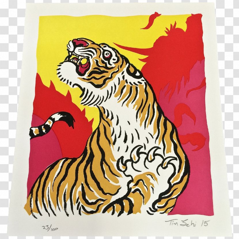 Letterpress Printing Printmaking Edition Tiger - Big Cat Transparent PNG