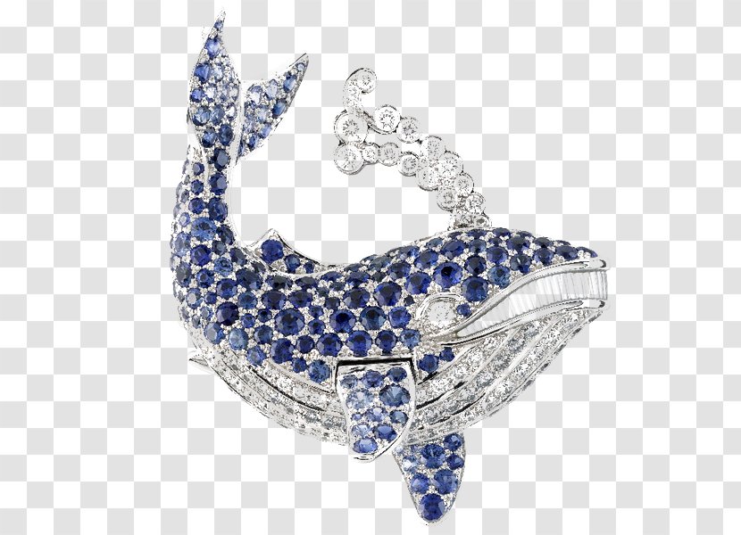 Earring Van Cleef & Arpels Jewellery Voyages Extraordinaires Gemstone - Sterling Silver - Whale Brooch Transparent PNG
