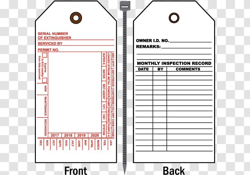 Fire Extinguishers National Protection Association Inspection Sticker - Area Transparent PNG