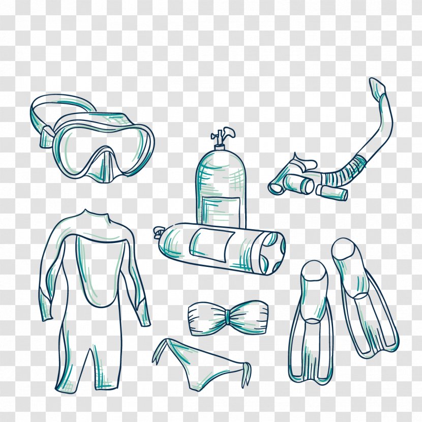 Underwater Diving Equipment Photography Snorkeling - Silhouette - Vector Wetsuit Transparent PNG