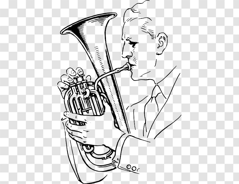 Vector Graphics Tenor Horn Musical Instruments Drawing Trumpet - Silhouette Transparent PNG