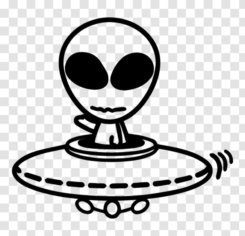 Sticker Alien Decal Drawing Unidentified Flying Object - Monochrome Photography Transparent PNG
