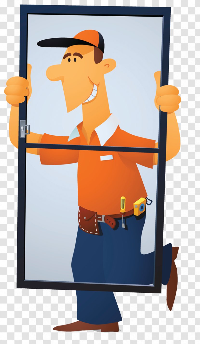 Window Installation Glass Illustration - Standing - Door And Maintenance Specialist Transparent PNG