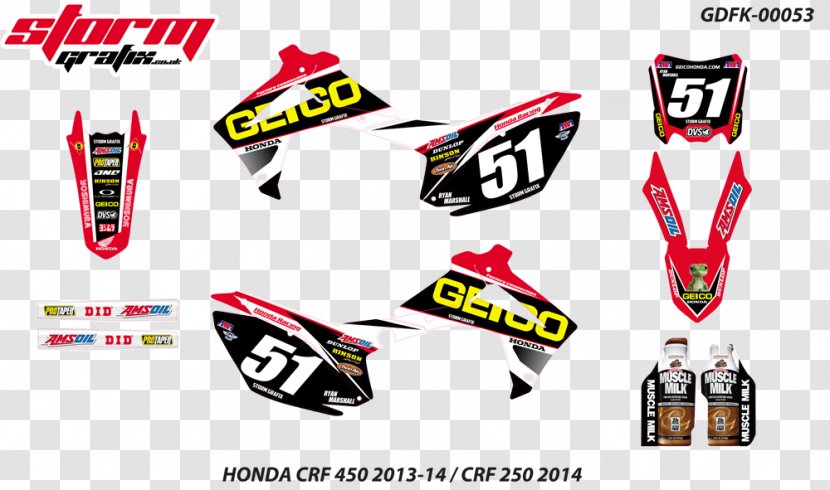 Honda CRF250L CRF450R Graphic Kit CRF Series - Motocross Transparent PNG