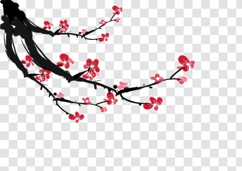 Ink Wash Painting Plum Blossom - Flower Transparent PNG