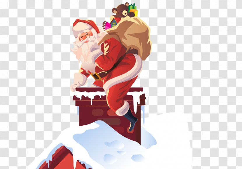 Santa Claus Christmas Ornament Chimney Roof - Watercolor - Vector Drilling Transparent PNG