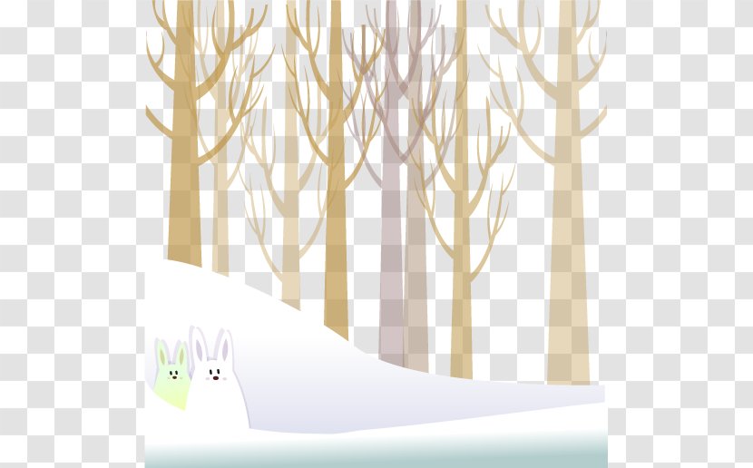 Snow Christmas Illustration - Branch - Two Rabbits Hiding In A Snowdrift Transparent PNG
