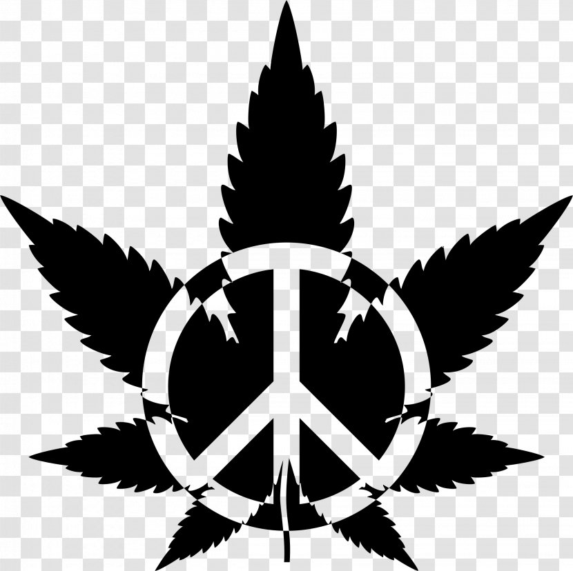 Cannabis Drawing Silhouette Clip Art - Medical - Peace Symbol Transparent PNG