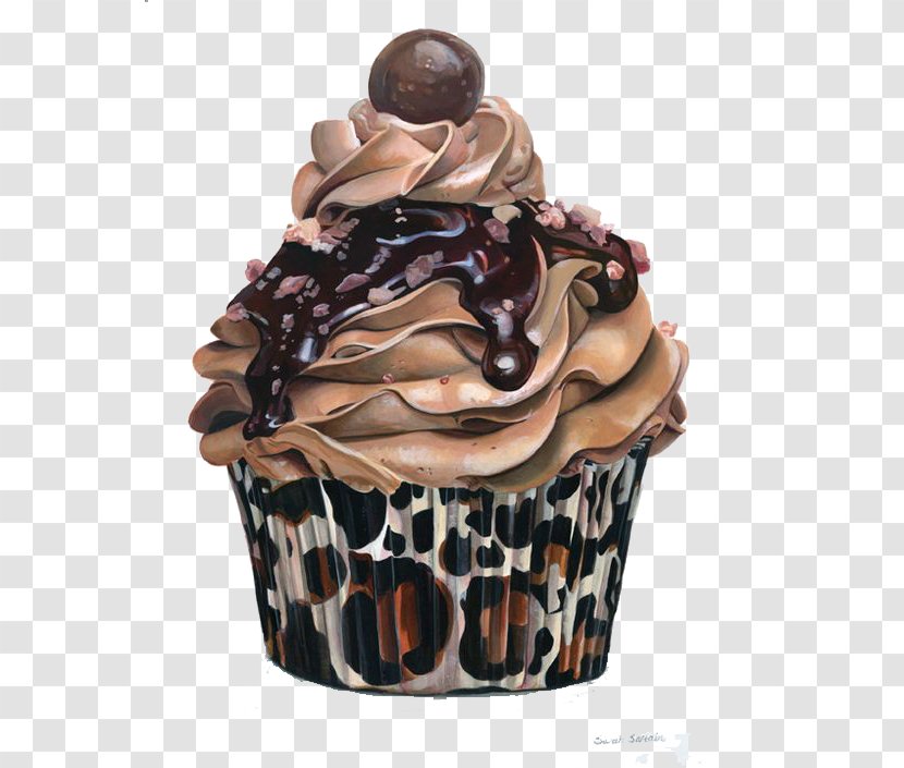 Cupcake Drawing Food Art Illustration - Sweetness - Chocolate Cake Transparent PNG