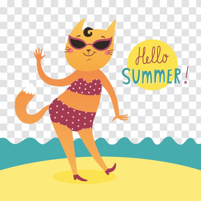 Hello Kitty Cat Kitten Clip Art - Summer Vector Transparent PNG
