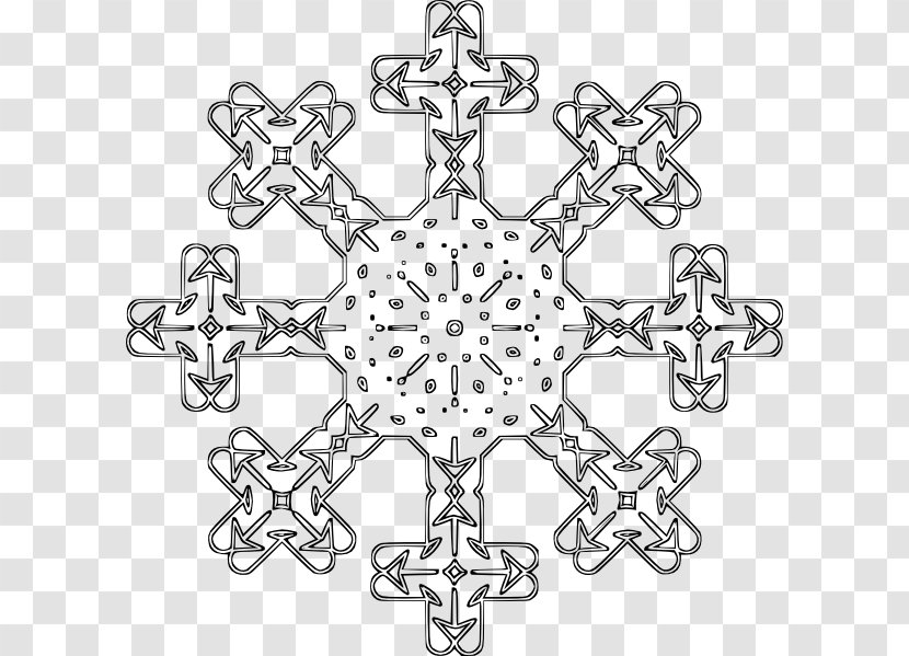 Snowflake Clip Art - Black And White - Cold Cliparts Transparent PNG