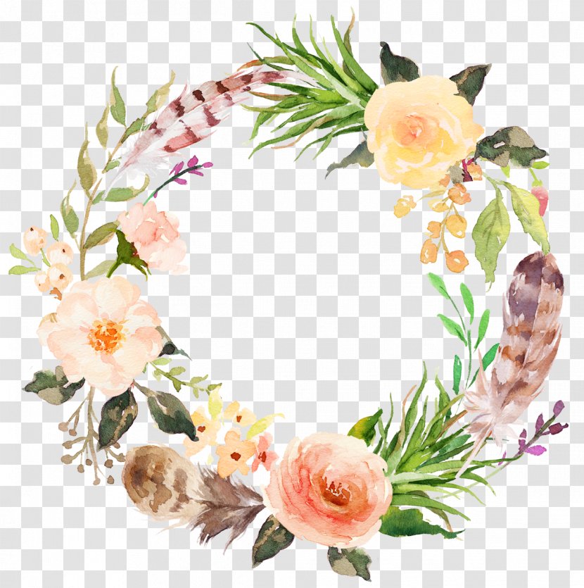 Flower Clip Art - Cut Flowers - Watercolor Aesthetic Style Floral Wreath Transparent PNG