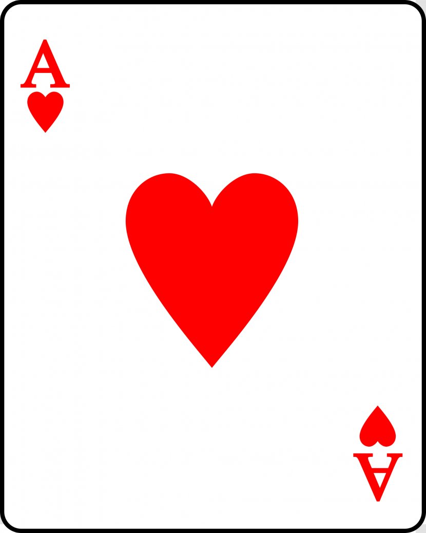 Playing Card Suit Ace Of Hearts - Heart Cards Transparent PNG