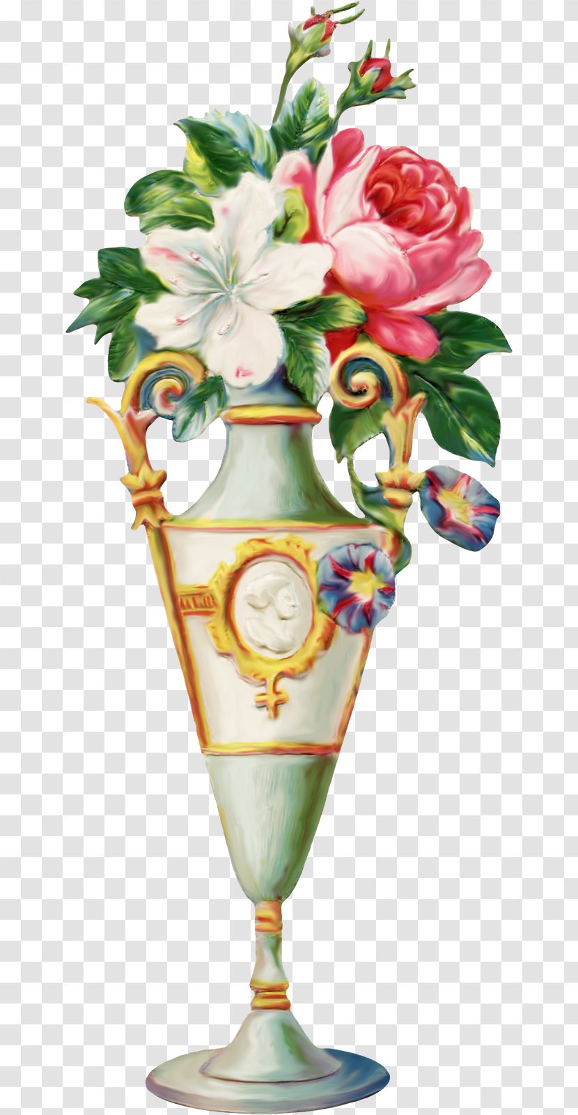 Vase Of Flowers Victorian Era Floral Design - Vintage Transparent PNG