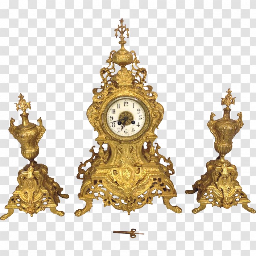Mantel Clock Antique Porcelain Rococo - Column Transparent PNG