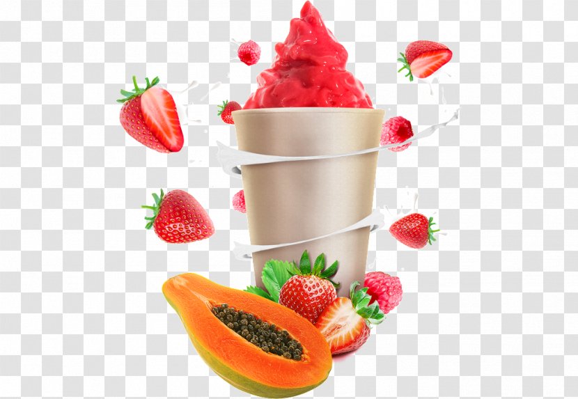 Fried Ice Cream Juice Smoothie - Papaya Strawberry Transparent PNG
