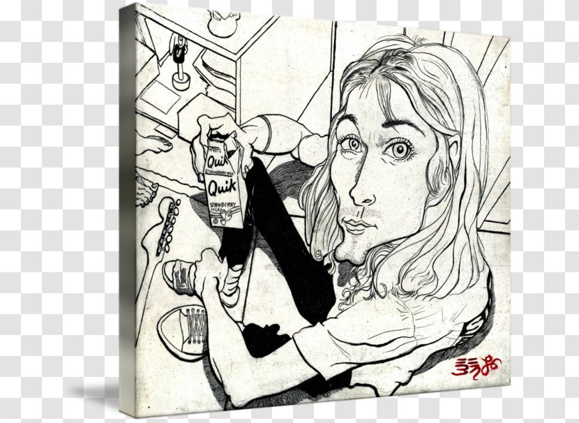 Cartoon Drawing Artist Sketch - Black And White - Kurt Cobain Transparent PNG