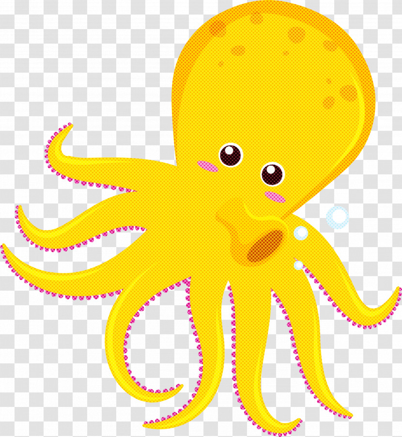 Octopus Giant Pacific Octopus Yellow Octopus Cartoon Transparent PNG