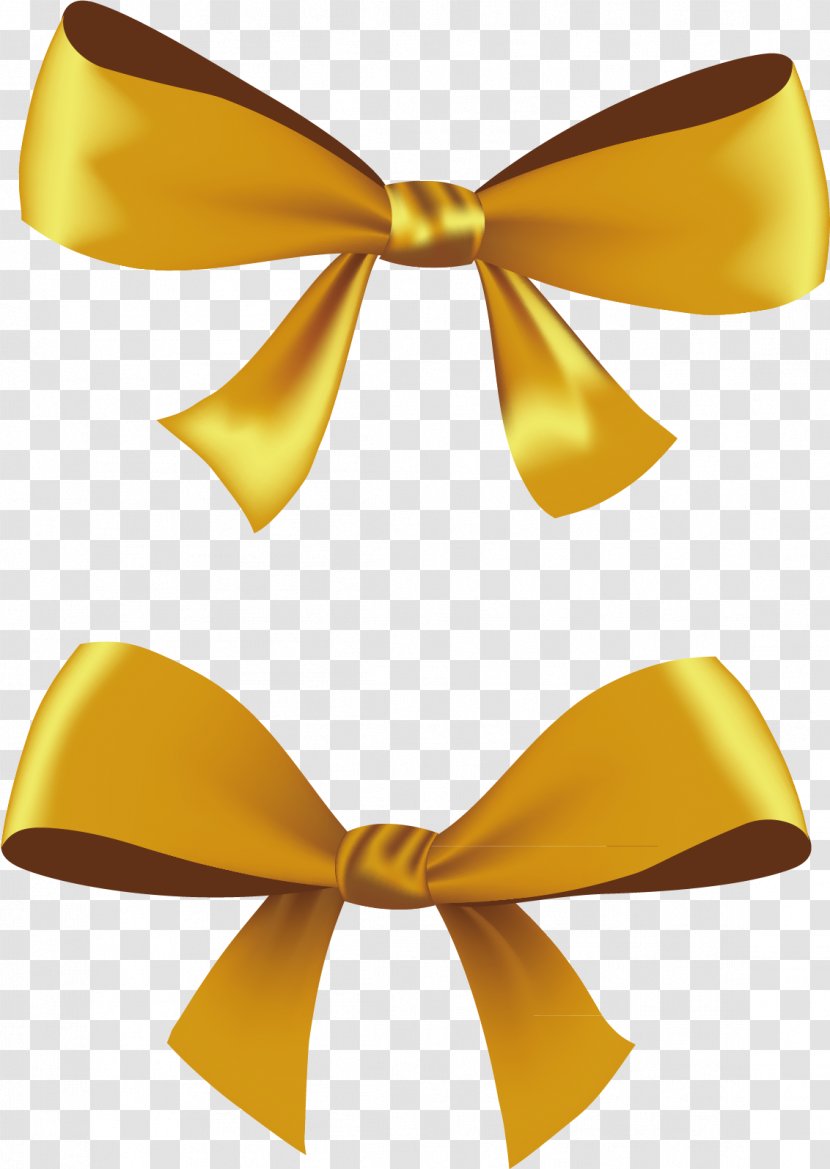 Ribbon Illustration - Yellow - Bowknot Material Transparent PNG