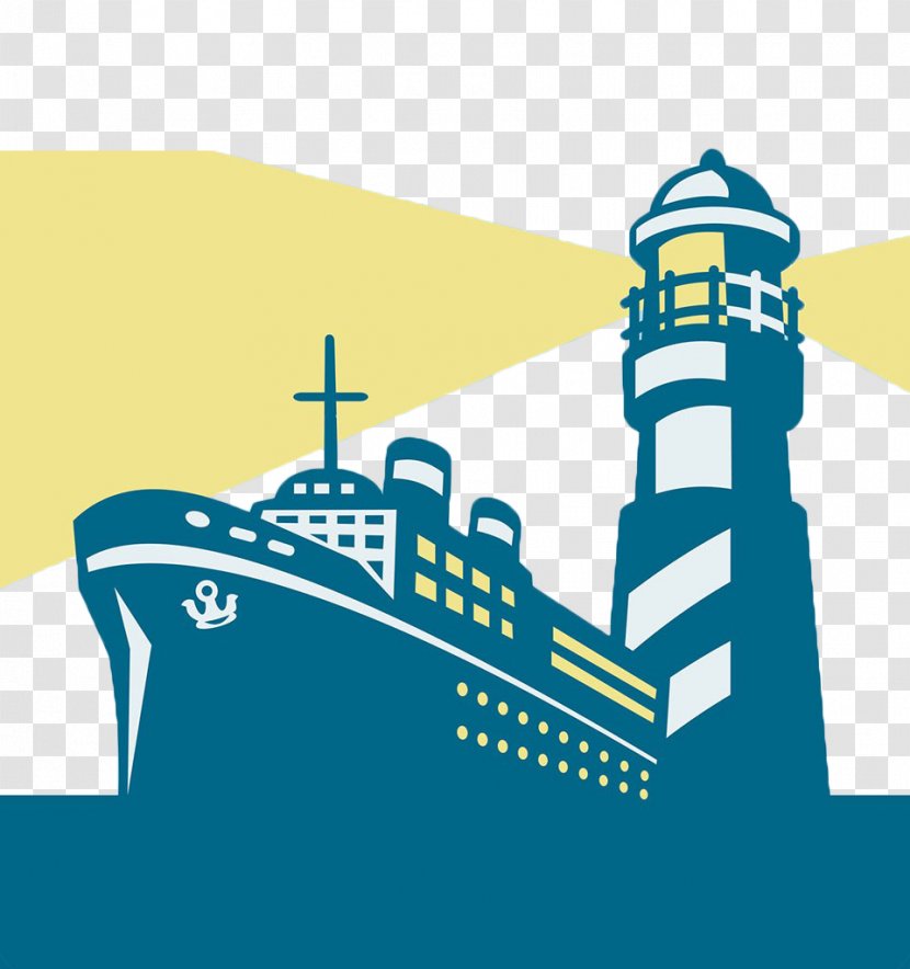 Cargo Ship Lighthouse Boat Clip Art - Royaltyfree - Hand Painted Flat Sea Cruise Transparent PNG