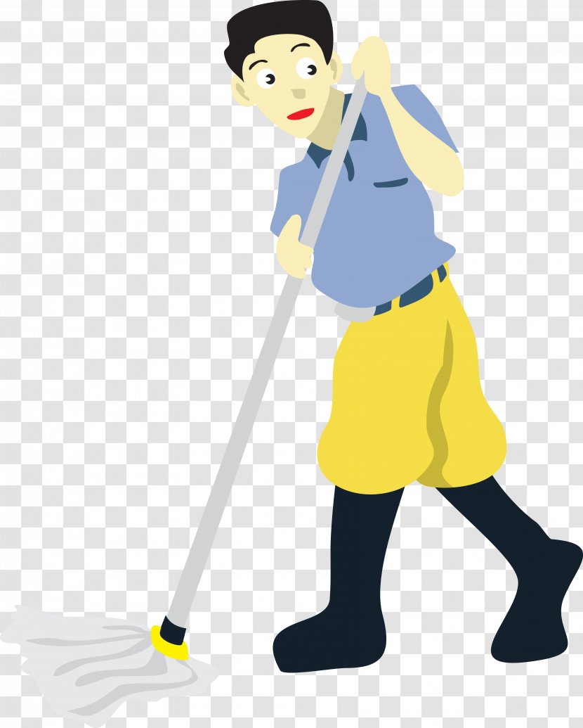 Floor Cleaning Mop Clip Art - Joint - Vector Man Mopping The Transparent PNG