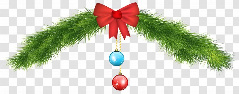 Christmas Tree Clip Art - Decoration - Pine Decor With Red Bow Image Transparent PNG