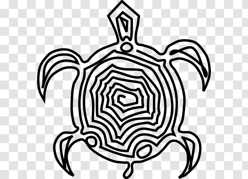 Sea Turtle Drawing Clip Art - Black - Tribal Cliparts Transparent PNG