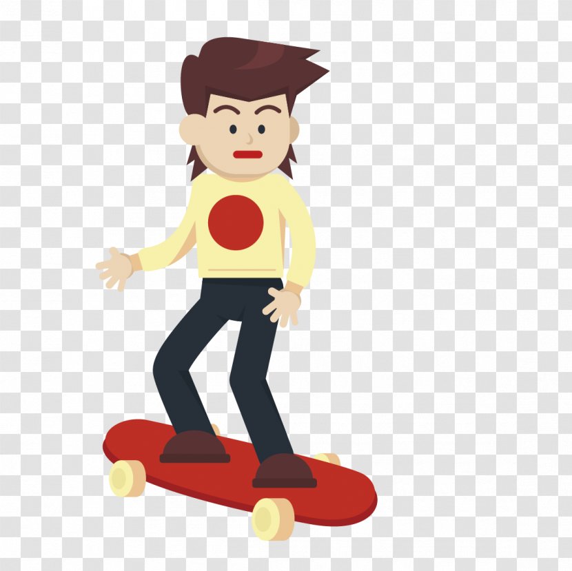 Cartoon Boy - Skateboard - Vector Riding A Scooter Transparent PNG