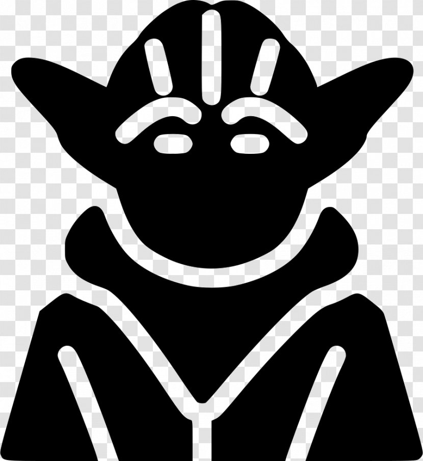 Yoda - Black And White - Outline Transparent PNG