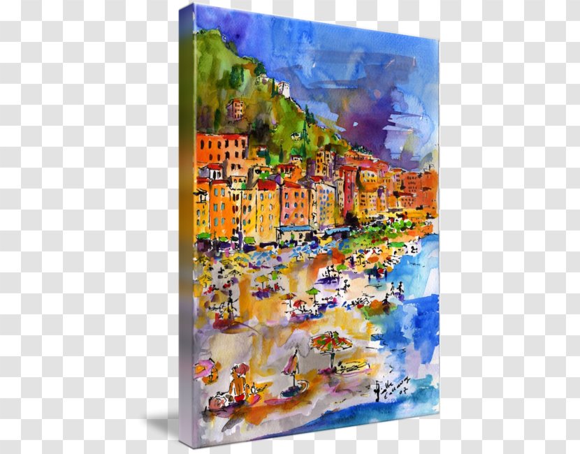 Watercolor Painting Camogli Gallery Wrap Modern Art - Printing - People On The Beach Transparent PNG