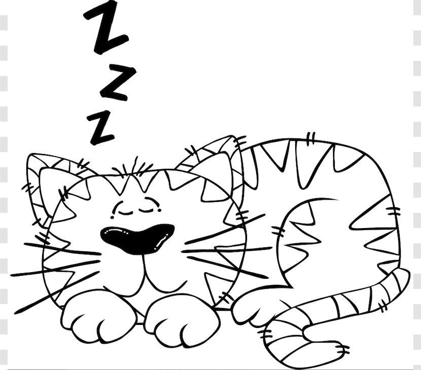 Sleep Cartoon Black And White Clip Art - Tree - Cat Face Pictures Transparent PNG