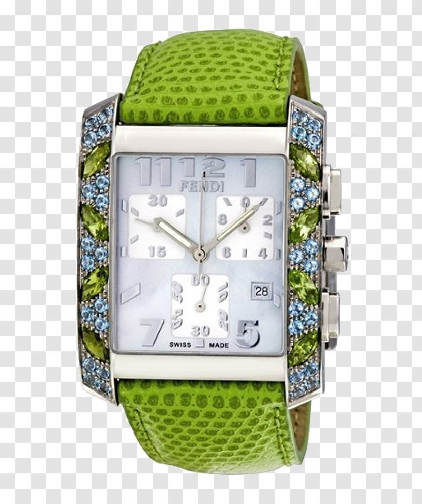 Watch Strap Chronograph Quartz Clock - Green - Women's Transparent PNG