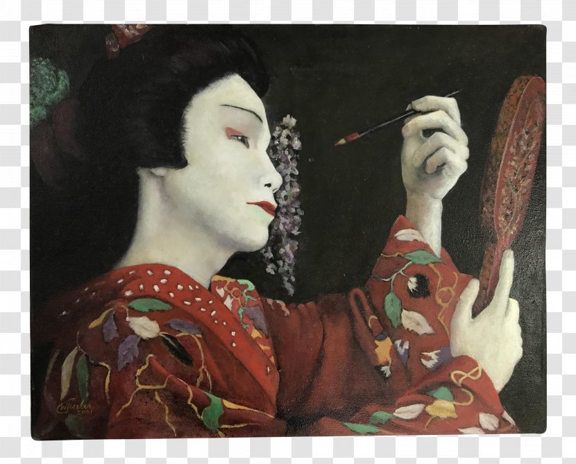 Modern Art Geisha Portrait Architecture - Watercolor MAKE UP Transparent PNG