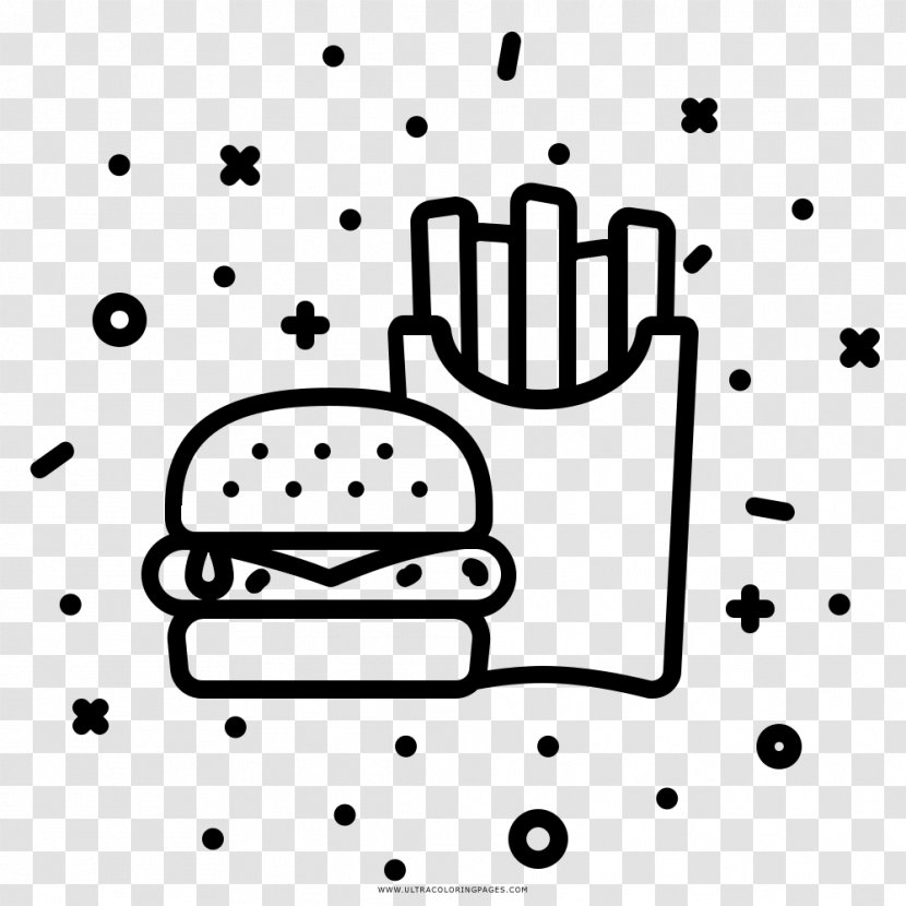 Fast Food French Fries Junk Coloring Book Hamburger - White Transparent PNG