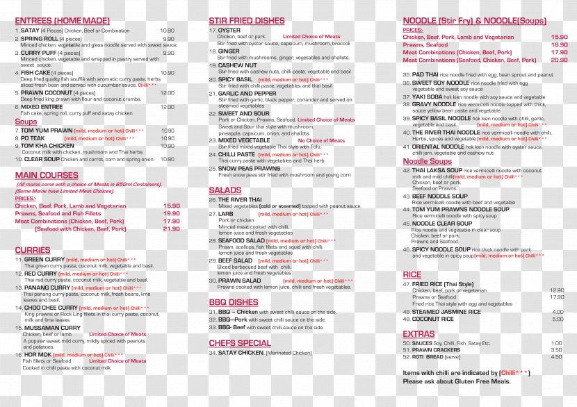 Menu Restaurant Kam Wong's Chow Mein Dinner Food - Invention - Tom Yum Goong Transparent PNG